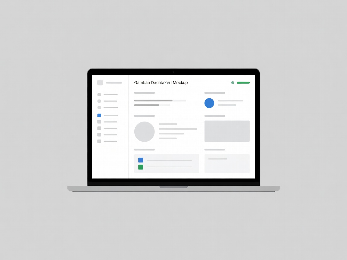 Minimalist illustration of a laptop showing Gamban software interface
